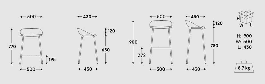 team plastic stool dimensions