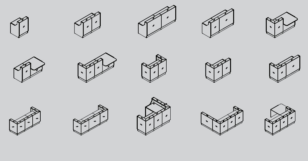 Linea Reception Desk modules shapes