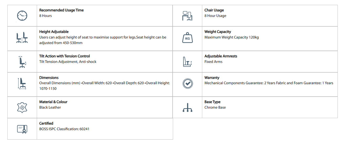 Hawkes Executive Office Chair Specifications