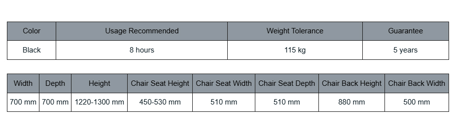 Pallas TC Executive Office Chair Specifications