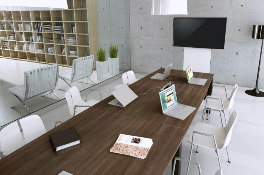 SYSTEM –eM Multimedia Stand, Mobile Base, Minimalist Design - Image 3