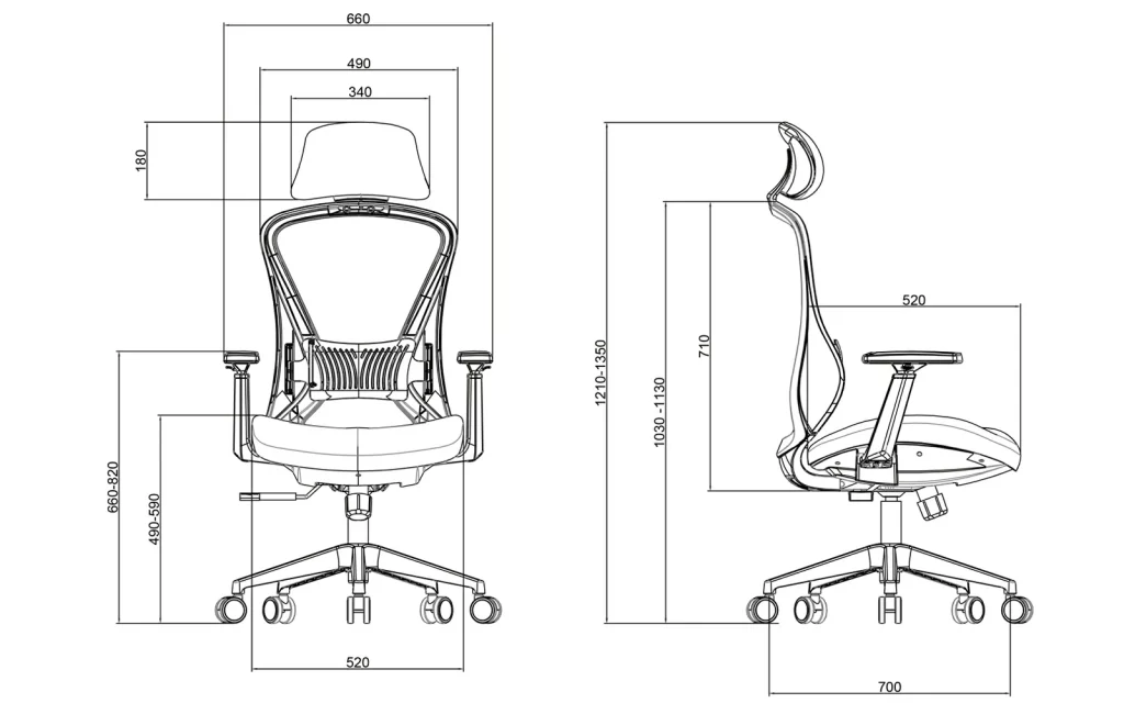 Barium Ergonomic Mesh Office Chair. 8-Shaped Backrest Structure