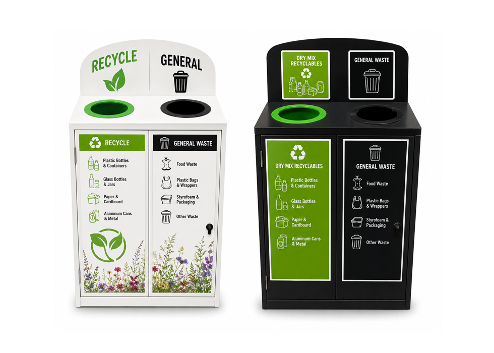 SLIMLINE 2-WAY Recycling Station 2 Slimline Recycling Bin - 2 way