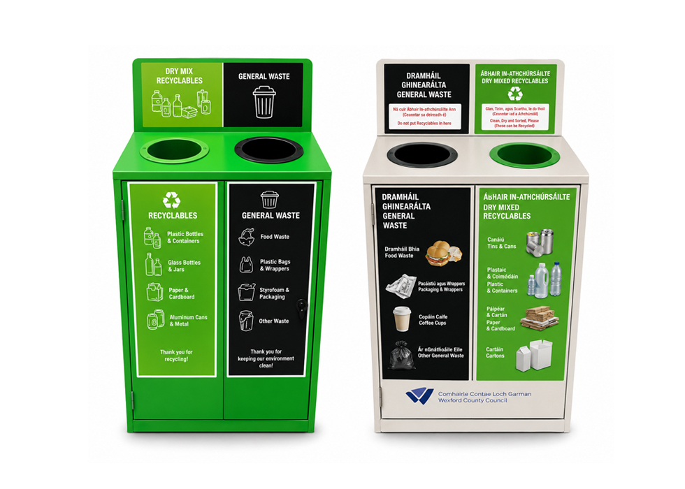 SLIMLINE 2-WAY Recycling Station 3 Slimline Recycling Bin - 2 way